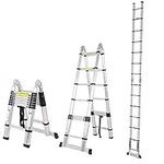 SogesPower 16.5 FT Telescoping Ladder Extension Ladder Aluminum Multi-Purpose A-Frame Folding Telescopic Ladder, 330 lbs Capacity, EN131 Standard