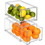 Sorbus Fridge Drawers - Clear Stackable Pull Out Refrigerator Organizer Bins - Food Storage Containers for Kitchen, Refrigerator, Freezer & Vanity (Set of 2)