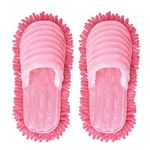 Unisex Microfiber Slippers Floor Cleaning Mop Men and Women House Dusting Slippers Floor Dust Dirt Cleaning Slipper, Pink, 7-10