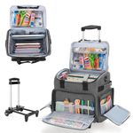 CURMIO Scrapbooking Tote Bag with Wheel, Rolling Scrapbook Storage for Craft Supplies, 12”x12” Papers, Albums, Stickers, Gray (Bag Only)