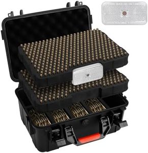 TIGERKING 640 Round Ammo Storage Case - 9mm Bullet Travel Safe/Mil Spec/Durable Waterproof Ammo Box with Extra Utility Compartment - Fits 9mm Luger, .380 ACP, .357 SIG, 38 S&W