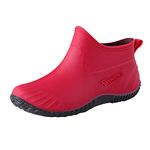 Women Boots Waterprof Rain Boots Lightweight Boots Short Ankle Welies Women Anti-Slip Mid Calf Gardening Outdoor Rain Boots For Women (Red, 6)