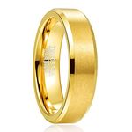 NUNCAD 6mm Gold Tungsten Wedding Band for Men Women Electroplated Beveled Edges Size W(65mm)