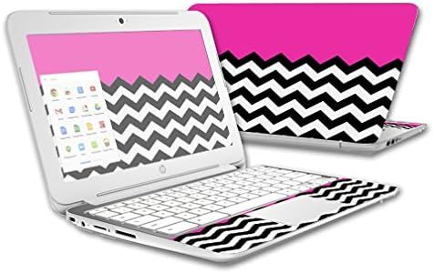 MightySkins Protective Vinyl Skin Decal HP Chromebook 11 (2015) case wrap Cover Sticker Skins Hot Pink Chevron