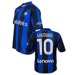 ZeroPlayer Inter Lautaro Martinez 10 Home Jersey 2021 2022 Official Replica (Size 2 4 6 8 10 12 Years Boys Boy) (Size S M L XL XXL Adult) Blue, Black, Gold 100% Polyester, unisex_adult, Gold, 10 Year