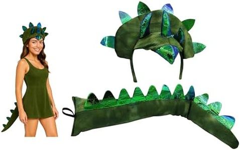 Nicky Bigs Novelties Adult Triceratops Dragon 3 Horn Dinosaur Headband Tail Costume Accessory Set