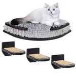 Cat Wall Furniture Set with Plush Cushion, Cat Hammock Cat Wall Shelves with 3 Cat Wall Steps, Cat Shelves and Perches for Wall Climbing Shelves for Indoor, Black Indoor Cat Shelves Wall Mount