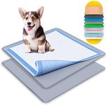 Skywin Dog Puppy Pad Holder Tray - 2 Pack For 24 x 24 Inches Training Pads - Silicone Wee Wee Pad Holder, No Spill Pee Pad Holder for Dogs, Easy to Clean and Store Dog Pad Holder (Dark Grey)