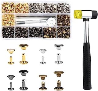 480 Rivetti in Pelle Set, Rivetti a Doppia Testa in 2 Dimensioni e 4 Colori, Rivetti per Cuoio con 3 Strumenti di Fissaggio, 1 Scatola di Stoccaggio, Ribattini, Borchie per Borse DIY Jeans Scarpe