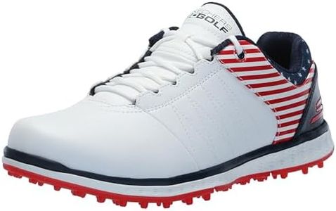 Skechers Women's Go Pivot Spikeless Golf Shoe Sneaker, White/Navy/Red, 7.5 US