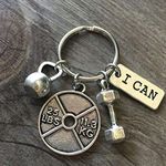 CMJ™ I Can Keyring Weightlifting Kettlebell Dumbbell Gym Athlete Keychain Motivational UK