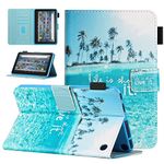 MOKASE Case Compatible with Amazon All-New Kindle Fire 7 Tablet 12th Generation 2022 Release Latest Model 7", PU Leather Folio Stand Cover, Auto Wake/Sleep with Pen Holder for Fire 7, Beach