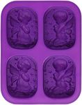 RKPM Homes 4 Cavity 3D Angels Silicone Mold for DIY Cake Chocolate Panna Cotta Pudding Jelly Baking Soap molds (Purple Color)