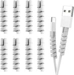 BKN® Spiral Charger Cable Protector USB Data Cable Saver & Earphones Elastic Cord Protective Cable Cover (Grey 8pcs)