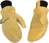 Kinco - Lined Premium Pigskin Leather Work and Ski Mitt with Nikwax Waterproof Wax, Heavy Duty Reinforced Palm, Heatkeep Thermal Insulation, Omni-Cuff, Fitted Knit Wrist, (Style No. 901T)