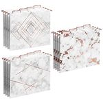 Y YOMA 12 Pack Rose Gold Hanging File Folders Letter Size Decorative File Folder Cute Pretty Hanging Folder Organizer for Filing Cabinet Office Home with 1/5-Cut Adjustable Tabs, 3 Marble Design