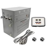 Superior 12kW Self-Draining Steam Bath Generator with Waterproof Programmable Controls and 2 Chrome Steam Outlets