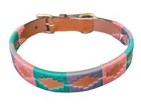 LEXNEL Genuine Leather Dog Collar Hand Stitched And Argentinian Embroiderd Design Full Strong Rust Proof Brass Buckle (Medium),?50.8 cm,W_2.54 cm