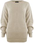 SA Fashions® Oversized New Ladies Womens Chunky Baggy Jumper Knitted Sweater Thick Top S-XL 8-18 (M/L (12-14), Cream)