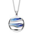 ORTAK Women 925 Sterling Silver Handmade Necklace Hot Glass Hand Enamel Pendant Blue Oasis Orbit Wave Collection Scottish Fine Jewellery (Oasis)