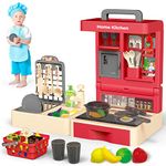 deAO Kitchen Playset Toy for Kids,48 PCS Play Kitchen Role Playing Game Pretend Food and Cooking Playset for Toddlers,Kitchen Accessories Set for 3 4 5 Years Old Girls Boys