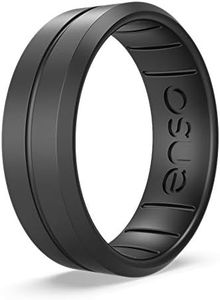 Enso Rings Classic Contour Silicone Ring – Stackable Multi Color Unisex Wedding Engagement Band – Thin Minimalist Band – 7.24mm, 1.9mm Thick (Black Pearl, 10)