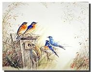 Bluebirds on Tree Feeder Bird Paint