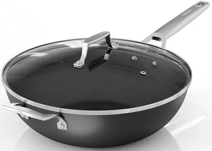 MsMk Titanium and Ceramic Nonstick Wok pan with lid，12.5 Inch Woks & Stir Fry Pans with Stay-Cool Handle，Flat Bottom Wok Suits for Induction, Electric, Gas, Halogen, All Stoves