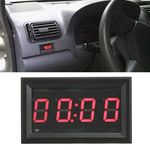 Automotive LED Electronic Digital Watches，DC 4.5-30V Car Car Dashboard Digital Clock for Car Truck Boats(Blue Red Green option)(Red)