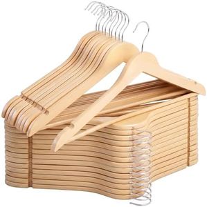 StorageWorks Wooden Coat Hanger, Wood Clothes Hangers 30 Pack, Natural Wood Color, Natural Wood Hangers for Coats, Shirts, Jackets, Pants, Suits
