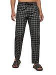 XYXX Men's Super Combed Cotton Checkered Checkmate Pyjamas [Pack of 1] Elasticated Waist, Drawstring | Loungewear for Men in Black Checks