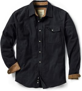 CQR Men's All Cotton Flannel Shirt, Long Sleeve Casual Button Up Plaid Shirt, Brushed Soft Outdoor Shirts, Corduroy Lined HOF113-BLK_Small