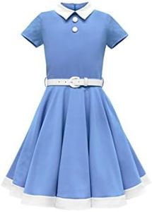 BlackButterfly Kids 'Lucy' Vintage Clarity 50's Girls Dress (Blue, 13-14 Years)