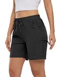 Rdruko Cargo Shorts for Women Quick Dry Lightweight Outdoor Work Travel Golf Hiking Walking Shorts with Zip Pockets Water Resistant Black S