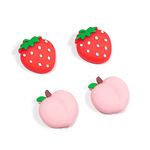 DLseego Strawberry & Peach Thumb Grips Caps for Switch Lite/Switch/Switch OLED Cute Fruit Soft Silicone Joystick Button Caps Analog Joy Con Stick Protective Cover - Red and Pink (4PCS)