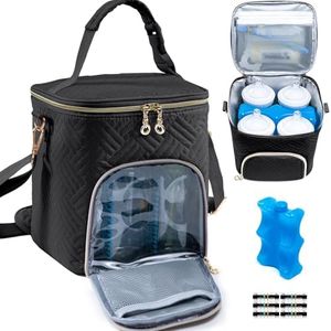 SFYBYEART Breastmilk Cooler Bag with Temperature strips & Ice Pack for 4 Baby Bottles Cooler Bag - See-through Milk Bag for Baby Bottles 4oz-9oz,Breastmilk Storage Bag, Breast Milk Bags for Daycare