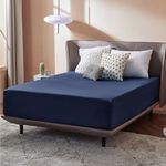 Bedsure Full Size Fitted Sheet Only - Bed Sheets Extra Deep Pocket 16 inch, Ultra Soft Bottom Sheet for Full Size Bed, Navy, 54" x 75"