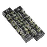 sourcing map 2 Pcs 8 Positions Dual Rows 600V 15A Wire Barrier Block Terminal Strip TB-1508L