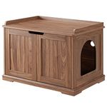 Unipaws Cat Litter Box Cover Enclosure, Cat Washroom Storage Bench, Indoor Cat House Furniture, Walnut