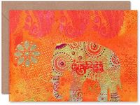 Wee Blue Coo Indian Elephant Colourful Greeting Card