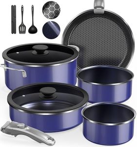 DUXANO Ceramic Pots and Pans Set Non Stick, 2026 Upgraded Hybrid Frypan, 1.5&2 QT Saucepans with Lid, Oil-less Cooking, PFAS Free Non Toxic, Induction Ready,Oven&Dishwasher Safe,Removable Handle,12PC