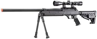 APS SR-2 MB13 Metal Bolt Action Airsoft Sniper Rifle- Powerfull 470 FPS with M4 Grip Scope, Bipod, and Speed Loader