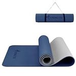 Strongtek Extra Thick Yoga Mat, 8mm, Eco Friendly TPE Yoga Mat for Women and Men, Double-Sided Non-Slip Gymnastics Mat, Fitness Mat with Carrying Strap for Pilates and Floor Exercises