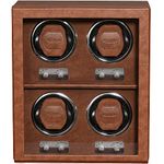 ROTHWELL 4 Watch Winder for Automatic Watches with Quiet Motor with Multiple Speeds and Rotation Settings (Tan/Brown)