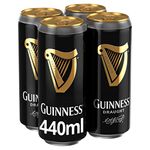 Guinness Draught Stout Beer | 4.1% vol | 4 x 440ml Cans | Iconic Stout | Rich Smooth Head & Sweetness of Malt Balanced with Hops | Ideal Served Chilled in a Guinness Beer Glass