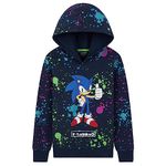 SONIC THE HEDGEHOG Boys' Hoodies - Hooded Sweatshirt for Kids Lounge Wear Street Style 4-12 Years Gamer Gifts for Boys (Navy, 11-12 Years)