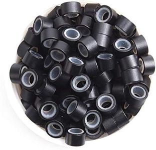 D-DIVINE Micro Rings for Hair Extension, Aluminum With Silicone Micro Rings Beads Loop For Human Feather Hair Extension Tip 5.0 * 3.0 * 3.0 MM (500 Pcs, Black)