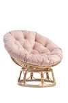 Desser Indoor Natural Rattan Papasan Chair with Cushion – Fully Assembled Adjustable Round Natural Cane Wicker Seat with UK Made Cushions – H97cm x W104cm x D85cm