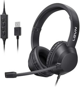 LEVN Headset with Mic, USB Headset with Microphone, Computer Headset with Noise Cancelling Microphone for Laptop PC, Mute in-line Controls, Wired Headset for Work from Home/Open Office/Call Center