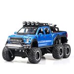 Cocoblinc 1 24 Ford Raptor Model Car Sports Car Exclusive Alloy Metal Pull Back Die-Cast Car Diecast Metal Pullback Toy Car with Openable Doors & Light Music Toys for Kids - Blue